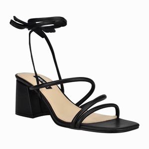 Nine West Gorg Ankle Wrap Heeled Sandals - Black - Ireland (AV0572341)